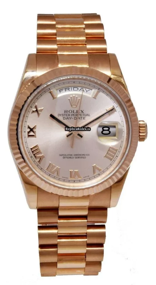 Design Replica Rolex Day-date 36 118235 Automatic Movement 36mm Rose Gold Case Watch - Image 12