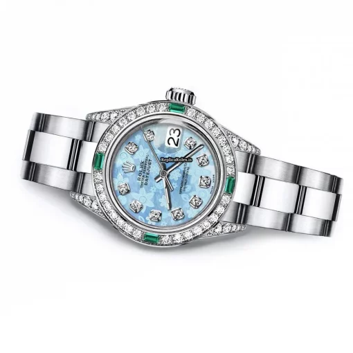 Epic Fake Rolex Oyster Perpetual Lady Date 69160 Automatic Movement 26mm Steel Case Womens Watch - Image 2