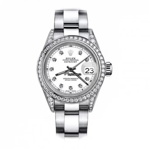 Good Fake Rolex Oyster Perpetual Lady Date 69160 Automatic Movement 26mm Steel Case Womens Watch