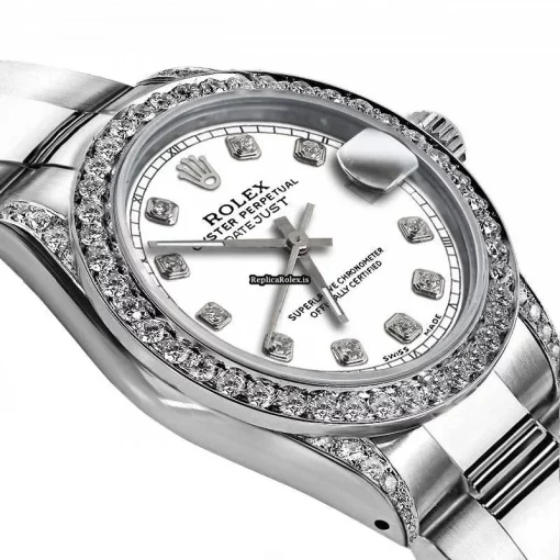 Good Fake Rolex Oyster Perpetual Lady Date 69160 Automatic Movement 26mm Steel Case Womens Watch - Image 2