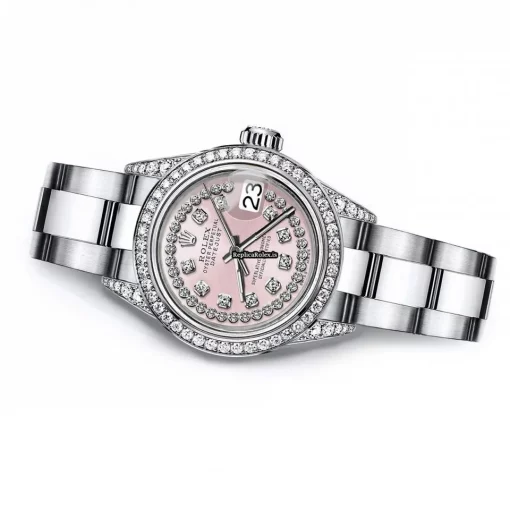 Cheap Replica Rolex Oyster Perpetual Lady Date 69160 Automatic Movement 26mm Steel Case Womens Watch - Image 3