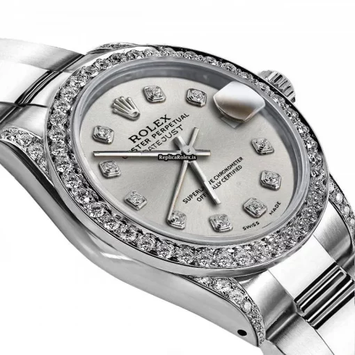 Luxury Replica Rolex Oyster Perpetual Lady Date 69160 Automatic Movement 26mm Steel Case Womens Watch - Image 2