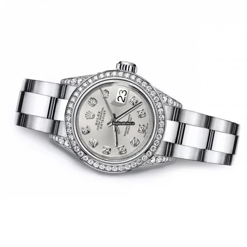Luxury Replica Rolex Oyster Perpetual Lady Date 69160 Automatic Movement 26mm Steel Case Womens Watch - Image 3