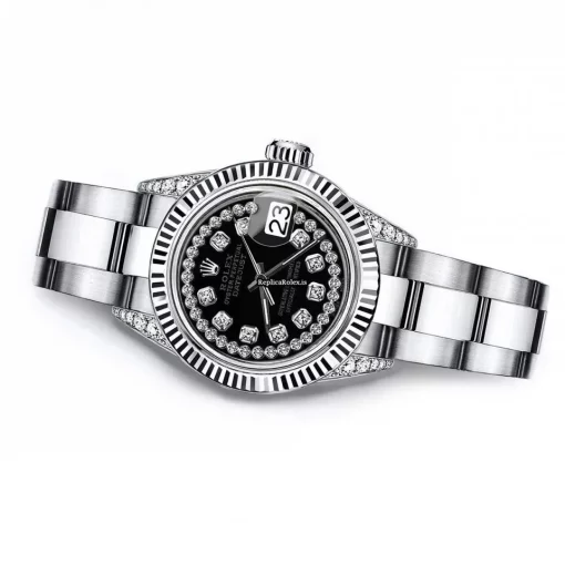 Appealing Replica Rolex Oyster Perpetual Lady Date 69160 Automatic Movement 26mm Steel Case Womens Watch - Image 3