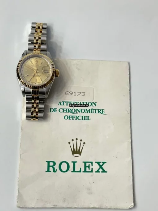 Epic Replica Rolex Lady-datejust 69173 Caliber 2135 Automatic Movement 26mm Gold/steel Case Womens Watch - Image 6