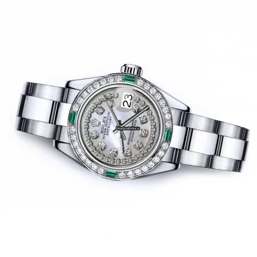 Cool Fake Rolex Oyster Perpetual Lady Date 69160 Automatic Movement 26mm Steel Case Womens Watch - Image 2