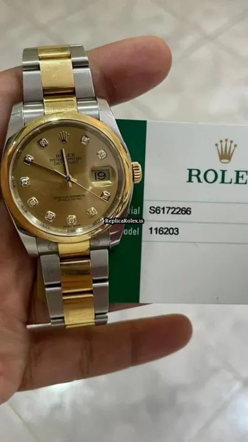 Appealing Fake Rolex Datejust 116203 Caliber 3135 Automatic Movement 36mm Gold/steel Case Mens/unisex Watch - Image 10