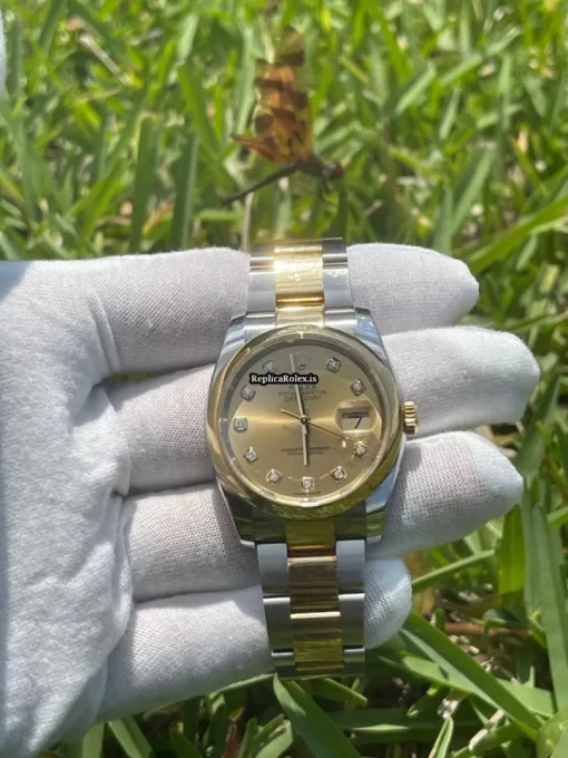 Appealing Fake Rolex Datejust 116203 Caliber 3135 Automatic Movement 36mm Gold/steel Case Mens/unisex Watch - Image 2