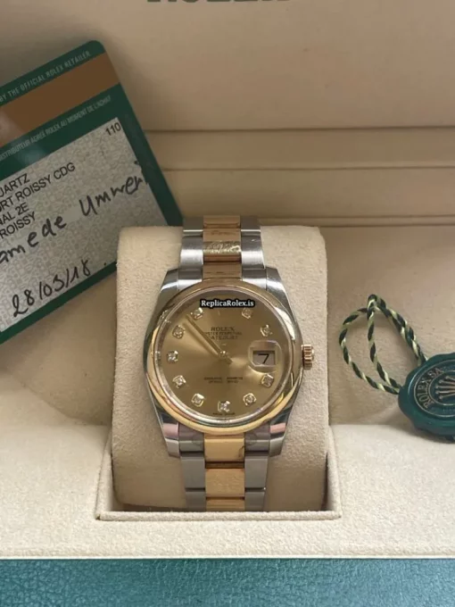 Appealing Fake Rolex Datejust 116203 Caliber 3135 Automatic Movement 36mm Gold/steel Case Mens/unisex Watch - Image 5