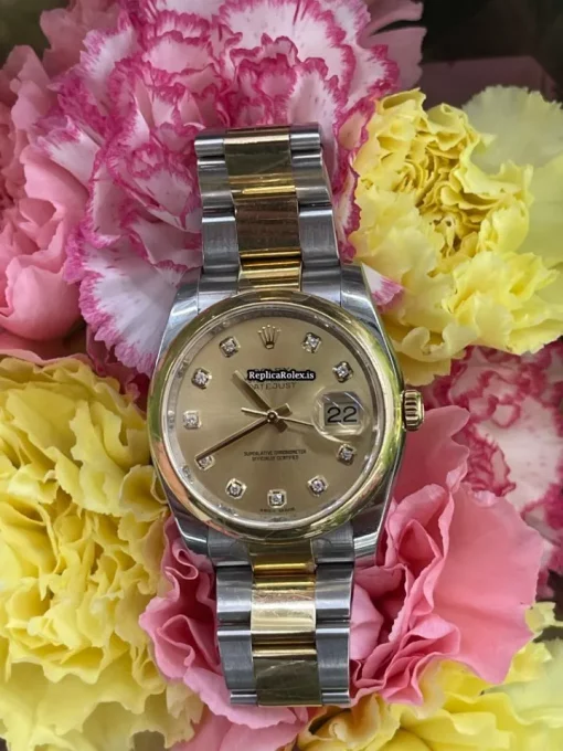 Appealing Fake Rolex Datejust 116203 Caliber 3135 Automatic Movement 36mm Gold/steel Case Mens/unisex Watch - Image 8