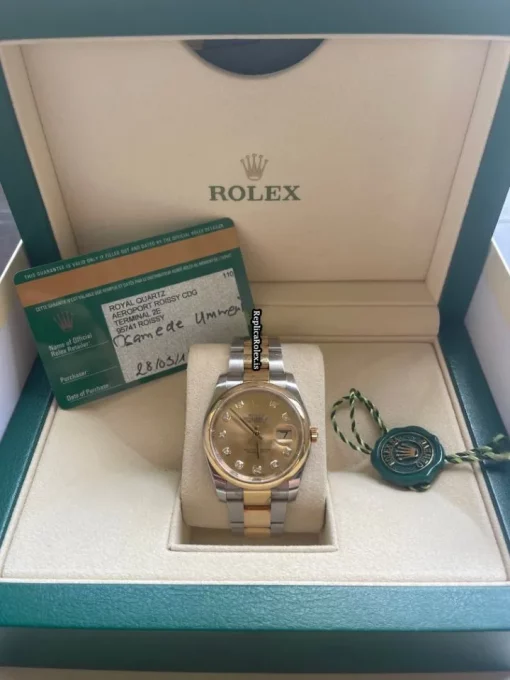 Appealing Fake Rolex Datejust 116203 Caliber 3135 Automatic Movement 36mm Gold/steel Case Mens/unisex Watch - Image 9