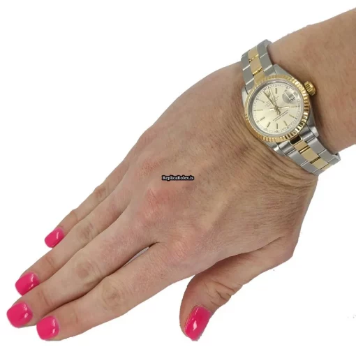 Excellent Replica Rolex Lady-datejust 69173 Caliber 2135 Automatic Movement 26mm Gold/steel Case Womens Watch - Image 11