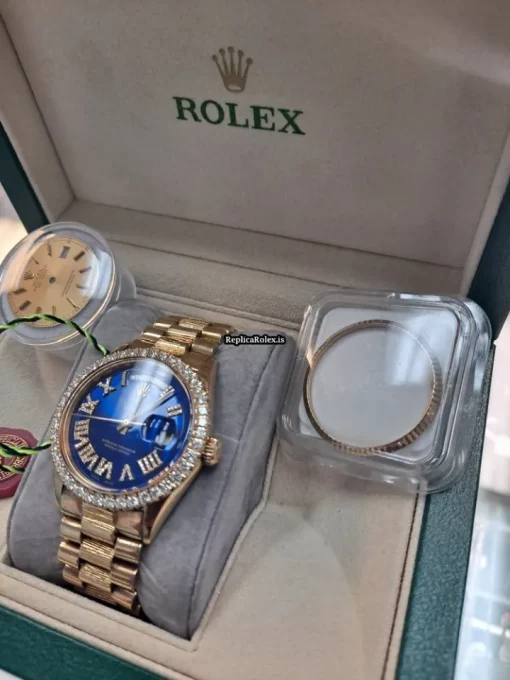 Trustworthy Replica Rolex Day-date 36 18078 Caliber 3055 Automatic Movement 36mm Yellow Gold Case Mens/unisex Watch - Image 9