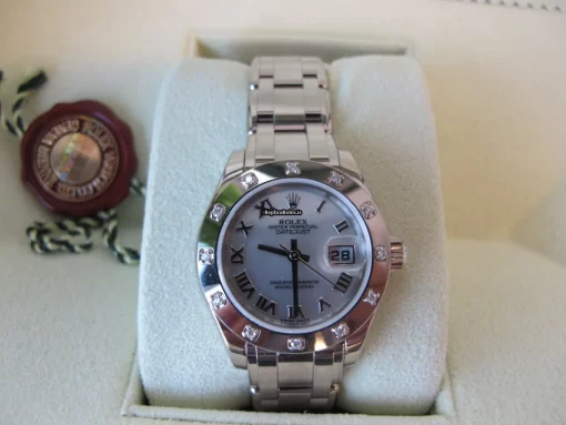 Lovely Clone Rolex Lady-datejust Pearlmaster 80319 Automatic Movement 29mm White Gold Case Womens Watch - Image 12