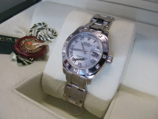 Lovely Clone Rolex Lady-datejust Pearlmaster 80319 Automatic Movement 29mm White Gold Case Womens Watch - Image 4