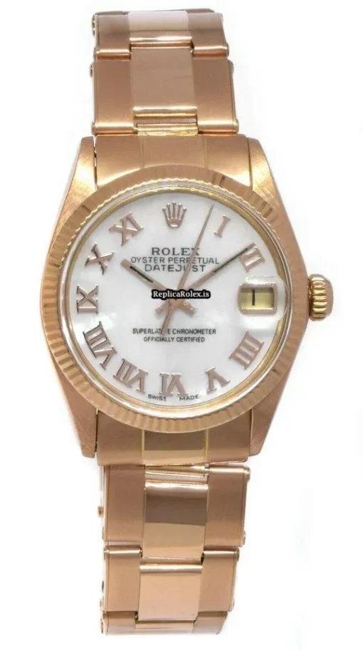 Reliable Imitation Rolex Oyster Perpetual Date 6627 Automatic Movement 31mm Rose Gold Case Watch - Image 2
