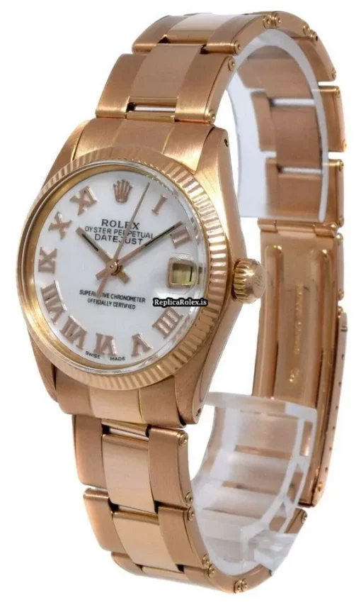 Reliable Imitation Rolex Oyster Perpetual Date 6627 Automatic Movement 31mm Rose Gold Case Watch - Image 3