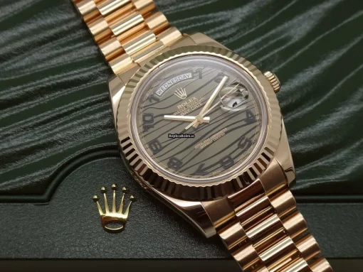 Suitable Fake Rolex Day-date II 218235 Caliber 3156 Automatic Movement 41mm Rose Gold Case Mens/unisex Watch - Image 3
