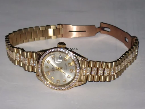 Special Replica Rolex Datejust Self Winding Automatic 26mm Yellow Gold Case Womens Watch - Image 3