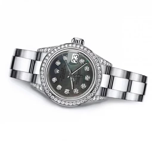 Great Fake Rolex Oyster Perpetual Lady Date 69160 Automatic Movement 26mm Steel Case Womens Watch - Image 3