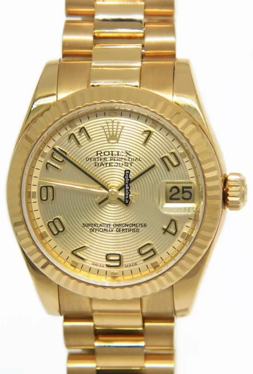 Reliable Replica Rolex Datejust 178278 Automatic Movement 31mm Yellow Gold Case Watch