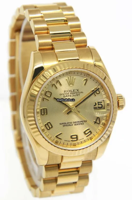 Reliable Replica Rolex Datejust 178278 Automatic Movement 31mm Yellow Gold Case Watch - Image 6
