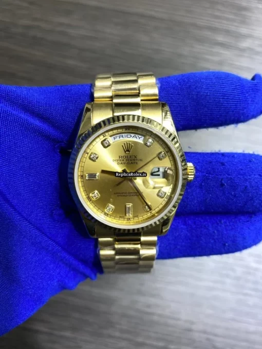 Inexpensive Replica Rolex Day-date 36 118238 Caliber 3155 Automatic Movement 36mm Yellow Gold Case Mens/unisex Watch