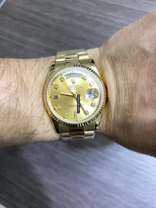 Inexpensive Replica Rolex Day-date 36 118238 Caliber 3155 Automatic Movement 36mm Yellow Gold Case Mens/unisex Watch - Image 3