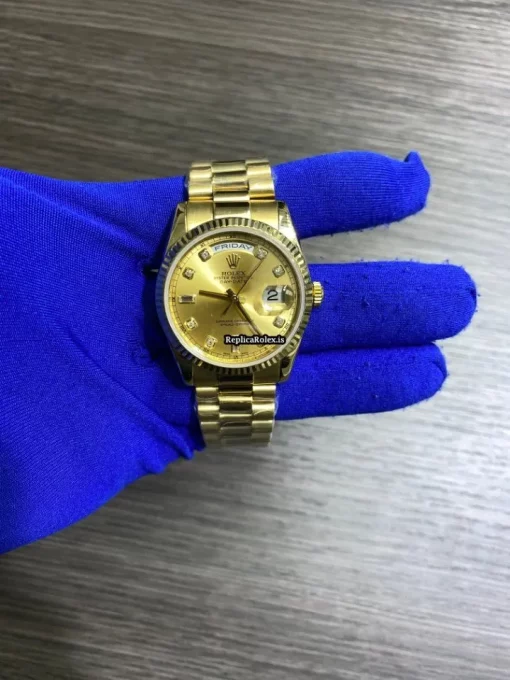 Inexpensive Replica Rolex Day-date 36 118238 Caliber 3155 Automatic Movement 36mm Yellow Gold Case Mens/unisex Watch - Image 4