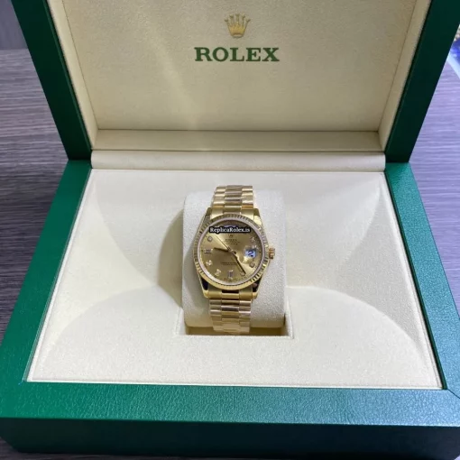 Inexpensive Replica Rolex Day-date 36 118238 Caliber 3155 Automatic Movement 36mm Yellow Gold Case Mens/unisex Watch - Image 5