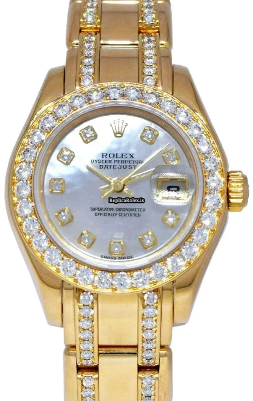Incredible Replica Rolex Lady-datejust Pearlmaster 80298 Automatic Movement 29mm Yellow Gold Case Womens Watch