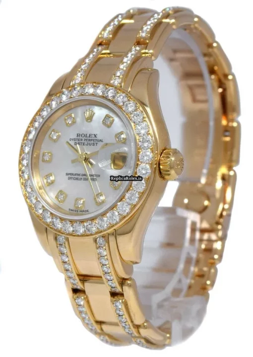 Incredible Replica Rolex Lady-datejust Pearlmaster 80298 Automatic Movement 29mm Yellow Gold Case Womens Watch - Image 9