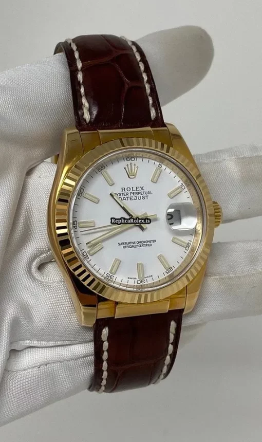 Cheap Replica Rolex Datejust 116138 Caliber 3135 Automatic Movement 36mm Yellow Gold Case Mens/unisex Watch - Image 2