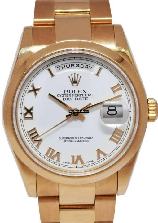 Wonderful Replica Rolex Day-date 36 118205 Automatic Movement 36mm Rose Gold Case Watch