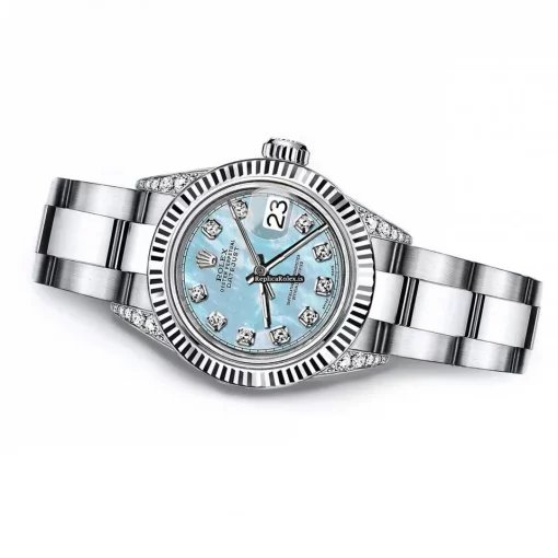 Fabulous Replica Rolex Oyster Perpetual Lady Date 69160 Automatic Movement 26mm Steel Case Womens Watch - Image 3