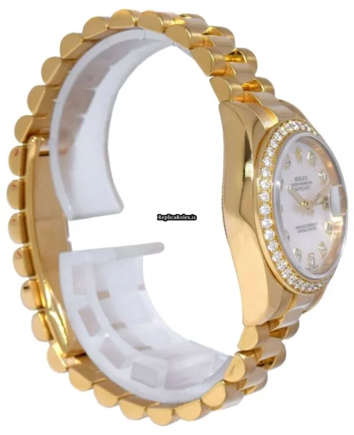 High Quality Fake Rolex Lady-datejust 179138 Automatic Movement 26mm Yellow Gold Case Womens Watch - Image 7