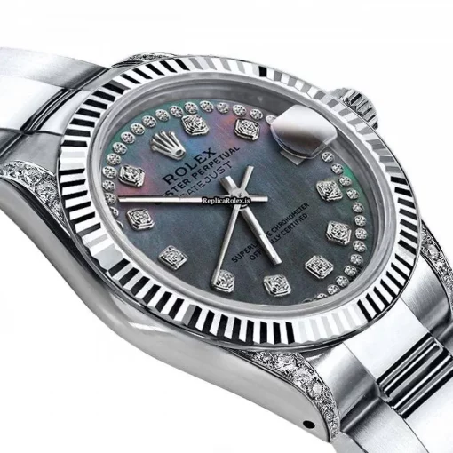 Cheap Replica Rolex Oyster Perpetual Lady Date 69160 Automatic Movement 26mm Steel Case Womens Watch - Image 2