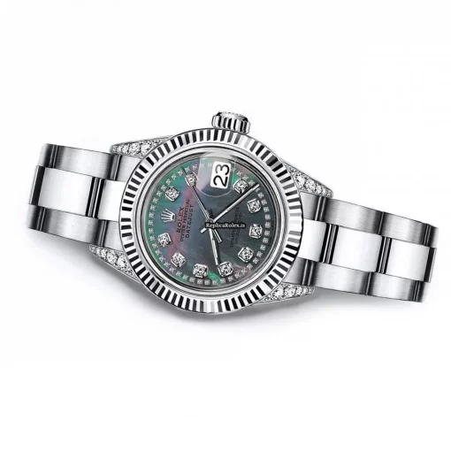 Cheap Replica Rolex Oyster Perpetual Lady Date 69160 Automatic Movement 26mm Steel Case Womens Watch - Image 3
