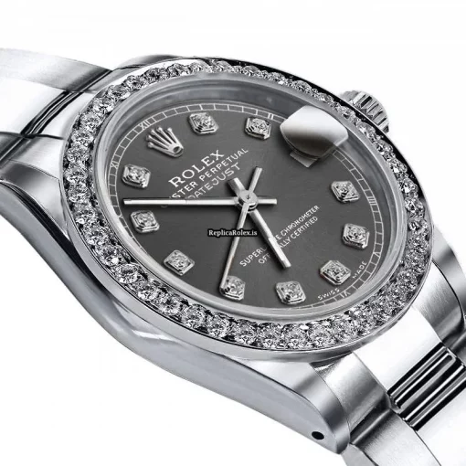 Perfect Fake Rolex Oyster Perpetual Lady Date 69160 Automatic Movement 26mm Steel Case Womens Watch - Image 2