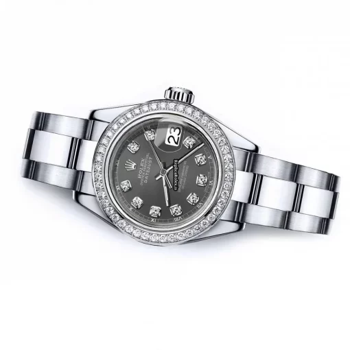 Perfect Fake Rolex Oyster Perpetual Lady Date 69160 Automatic Movement 26mm Steel Case Womens Watch - Image 3
