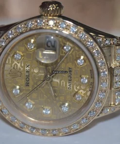 High Quality Clone Rolex Datejust Self Winding Automatic 26mm Yellow Gold Case Womens Watch