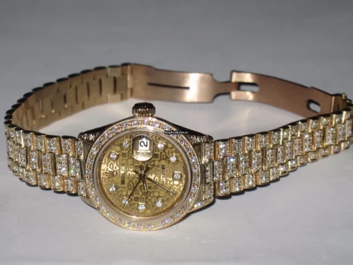 High Quality Clone Rolex Datejust Self Winding Automatic 26mm Yellow Gold Case Womens Watch - Image 4