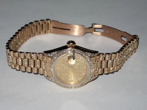 High Quality Clone Rolex Datejust Self Winding Automatic 26mm Yellow Gold Case Womens Watch - Image 5