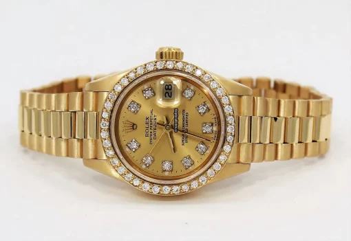 Incredible Fake Rolex Lady-datejust 69178 Automatic Movement 26mm Yellow Gold Case Womens Watch - Image 11
