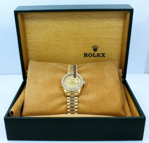 Incredible Fake Rolex Lady-datejust 69178 Automatic Movement 26mm Yellow Gold Case Womens Watch - Image 3