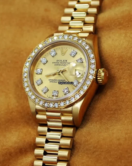 Incredible Fake Rolex Lady-datejust 69178 Automatic Movement 26mm Yellow Gold Case Womens Watch - Image 5