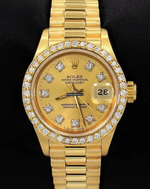Incredible Fake Rolex Lady-datejust 69178 Automatic Movement 26mm Yellow Gold Case Womens Watch - Image 7