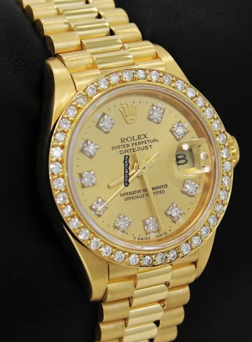 Incredible Fake Rolex Lady-datejust 69178 Automatic Movement 26mm Yellow Gold Case Womens Watch - Image 8