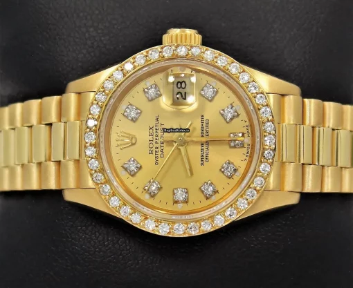 Incredible Fake Rolex Lady-datejust 69178 Automatic Movement 26mm Yellow Gold Case Womens Watch - Image 9