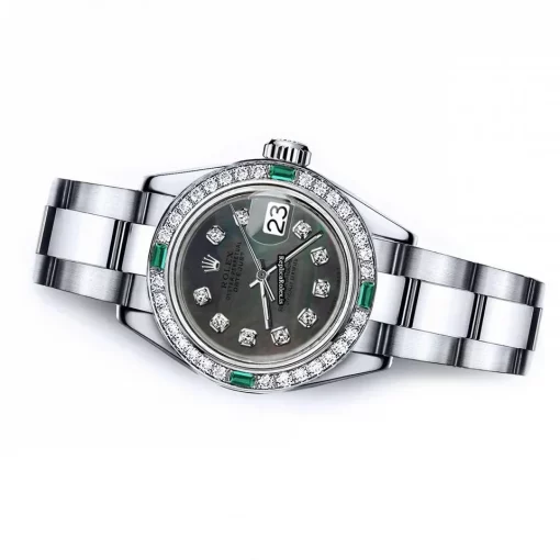 Neat Fake Rolex Oyster Perpetual Lady Date 69160 Automatic Movement 26mm Steel Case Womens Watch - Image 2